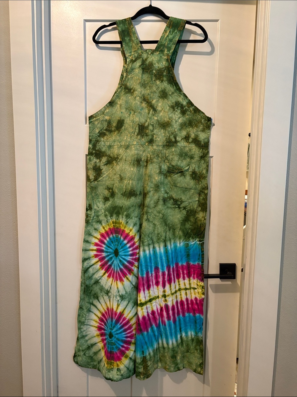 Rising International Green Tie-Dye Wideleg Overalls - NWT M - Hippie, Granola - Picture 8 of 12